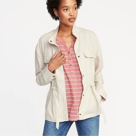 Old Navy cream beige linen SAFARI Anorak
HOWLITE utility jacket coastal Beach S - Picture 1 of 13